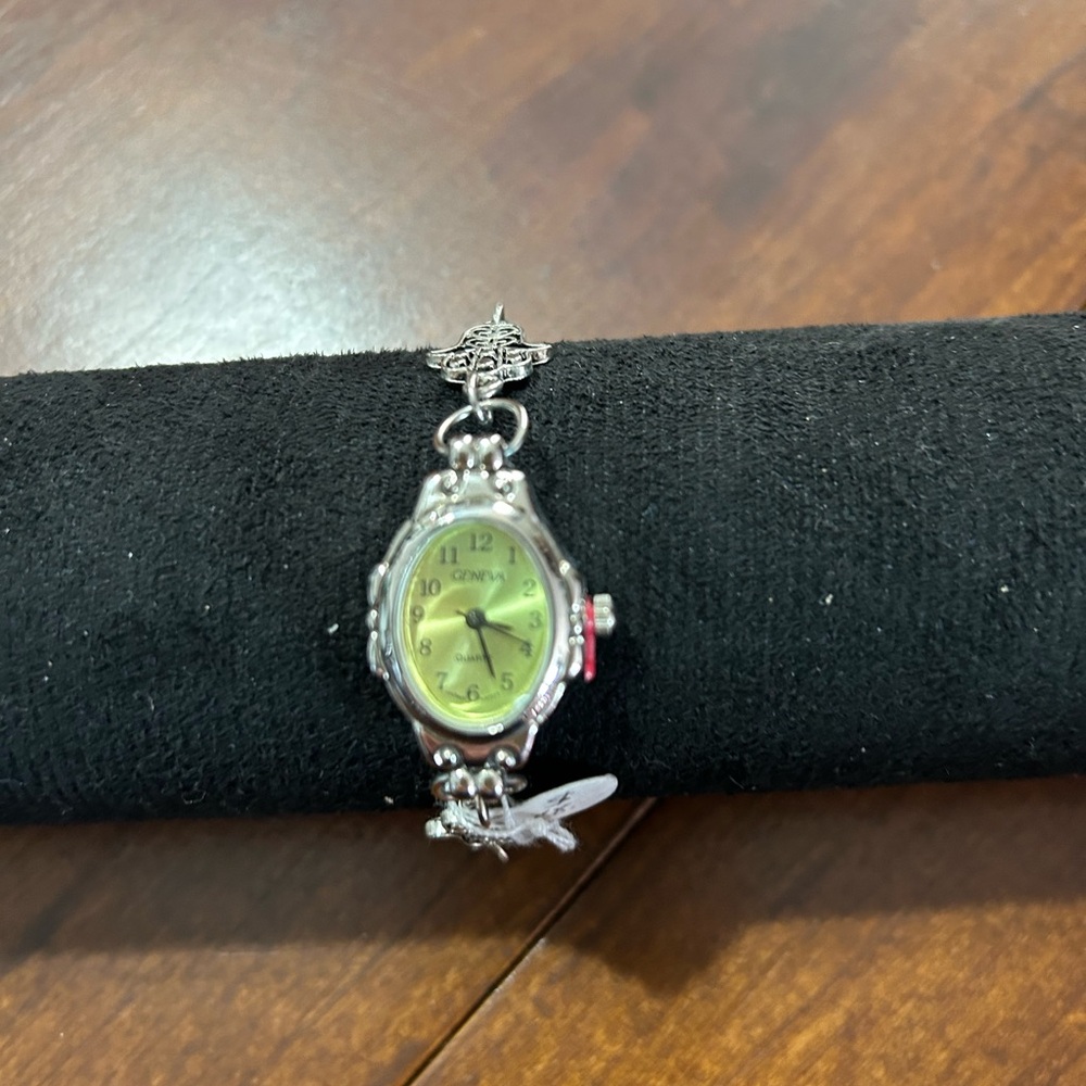 Women's Watch with Silver Band and Green Dial